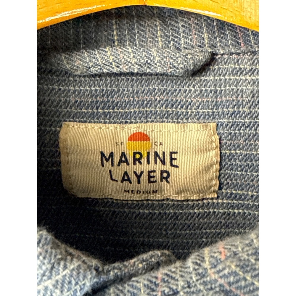 Marine Layer Selvage Textured Long Sleeve Button D Shirt Men Size M 14538 Slim - Picture 2 of 11